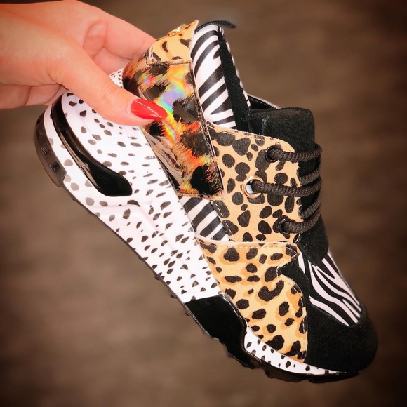 Steve Madden Cliff Animal Wedge Sneakers - Picture 1 of 6